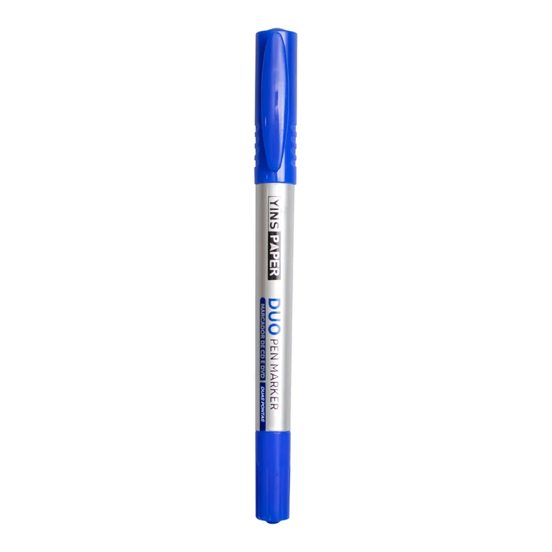 Marcador Permanente Duo 1,0mm e 0,4mm para Detalhes e Superfícies Lisas - Yin's Paper AZUL