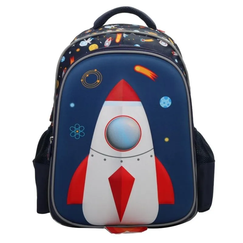Mochila De Costas 14 Foguete 3D Infantil Escolar Passeio