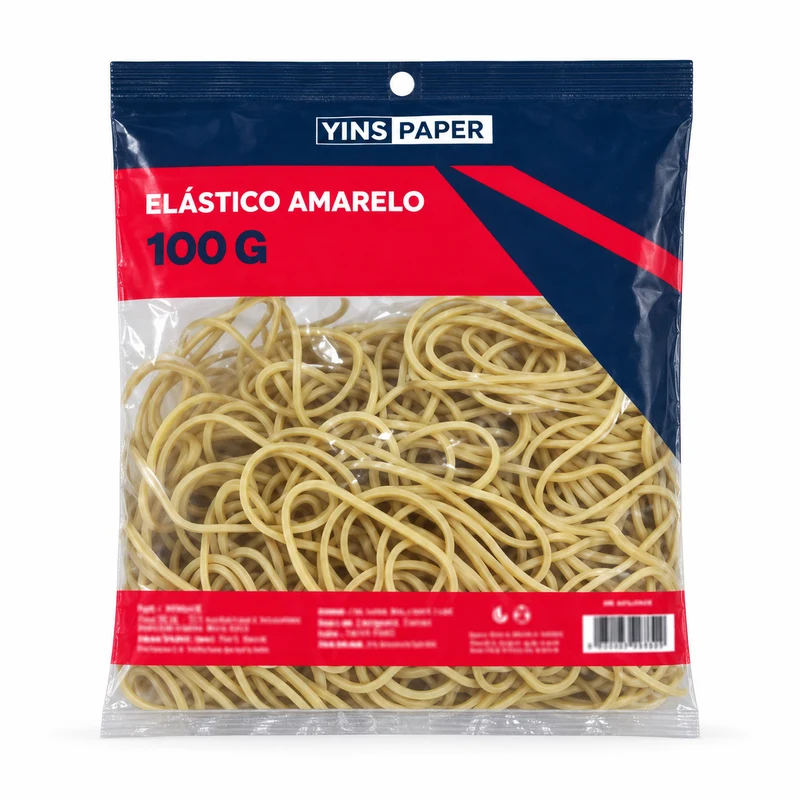 Elástico Amarelo para Organização de Escritório e Uso Geral - Yin's Paper 100 G