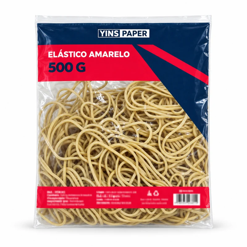 Elástico Amarelo para Organização de Escritório e Uso Geral - Yin's Paper 500 G