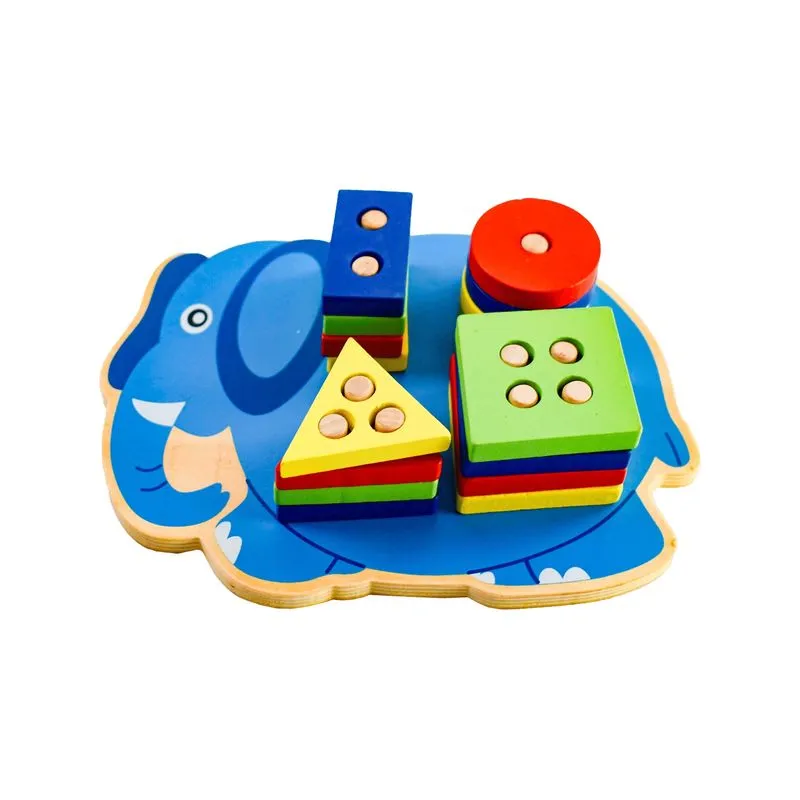 Brinquedo Educativo em Madeira - Jogo de Encaixe com engrenagens elefantinho Montessori -Yins Kids