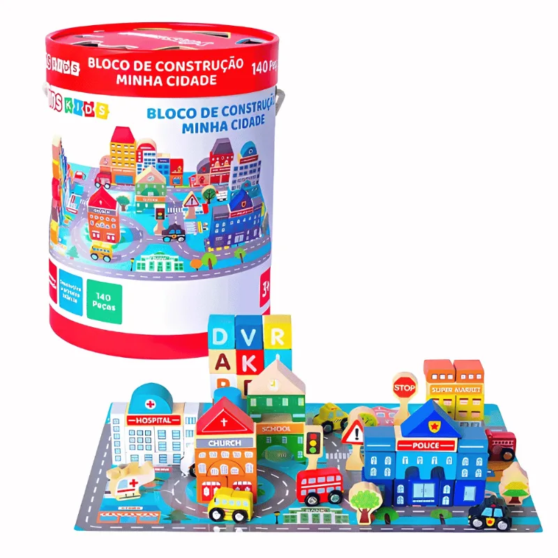 Blocos de Construção Minha Cidade c/ 140 Peças - Yins Kids UNICA