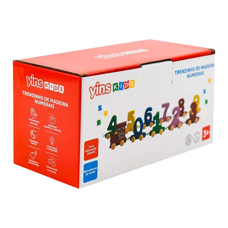 BRINQUEDO TRENZINHO MADEIRA COM ENCAIXE NUMERAIS YINS KIDS