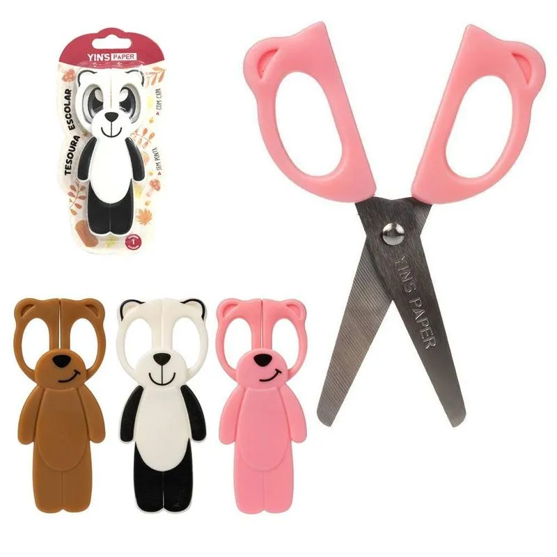 Tesoura Escolar De Inox Com Protetor Bichinho