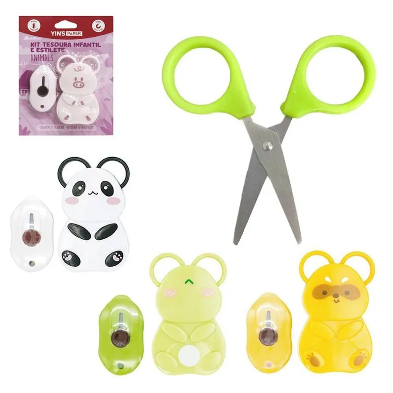 Kit Escolar Infantil Tesoura Com Protetor E Estilete Sortido