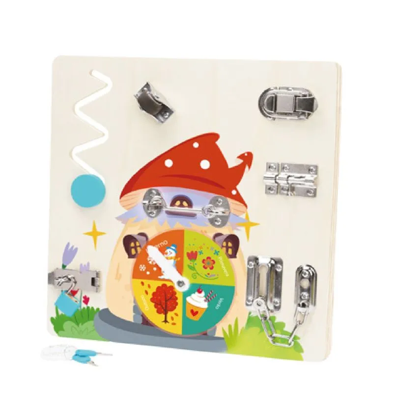 Brinquedo Educativo em Madeira - Painel de atividades multifuncional Montessori - Yins Kids