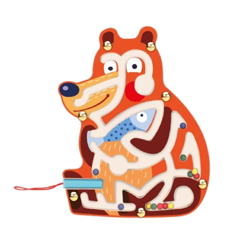 Brinquedo Educativo em Madeira - Labirinto Magnético Ursinho Montessori - Yins Kids