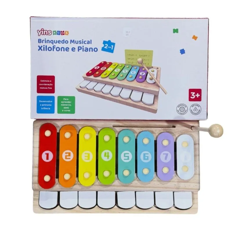 Brinquedo Musical Infantil Yins Kid 2 Em 1 Piano E Xilofone YK1239 (MP)