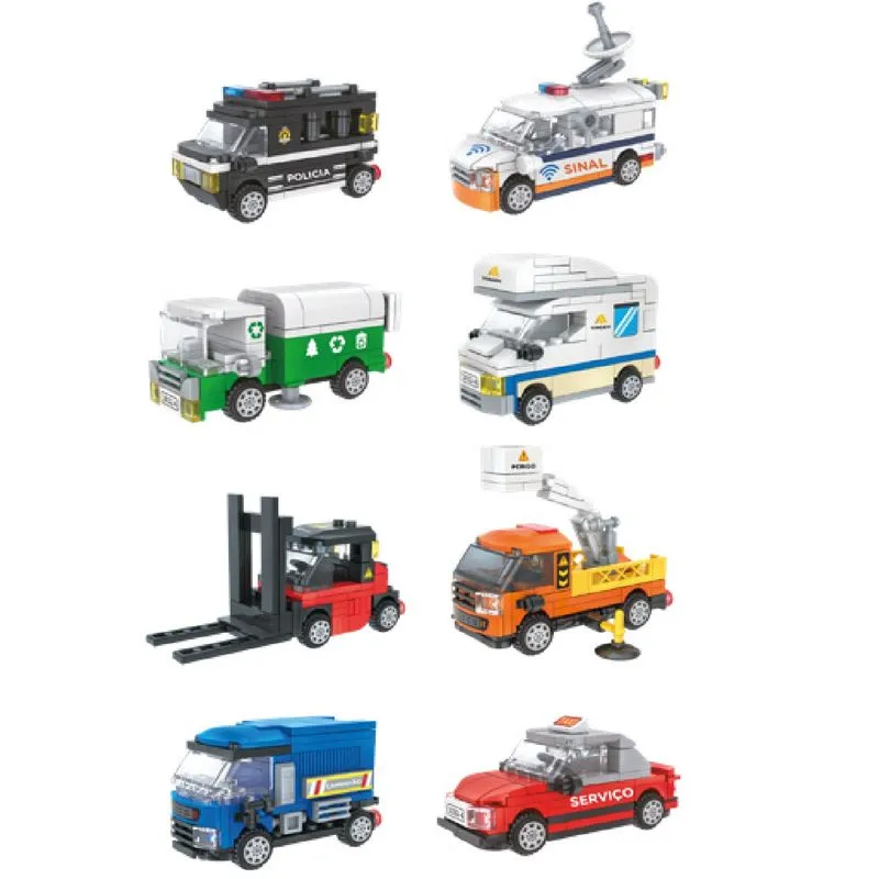 Bloco de montar Display com 8 un - veículos colecionáveis - Yins Kids
