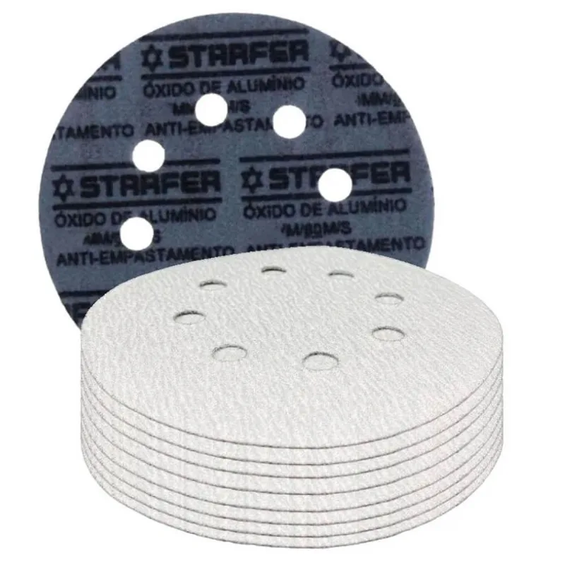 Kit 10 Disco De Lixa Branco 180Mm Grão 180 - Starfer