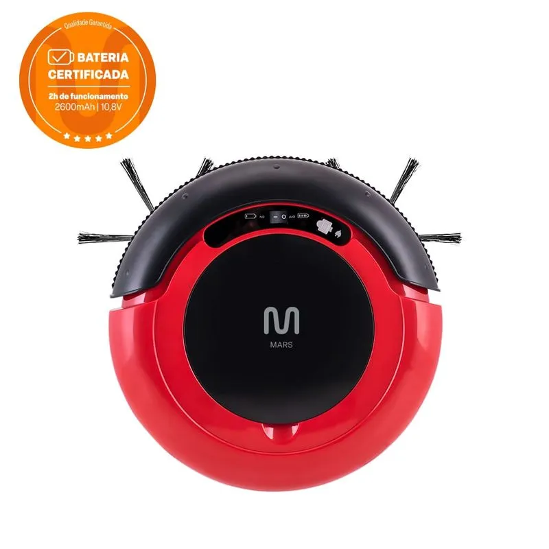 Aspirador de Pó Robô Mars Varre + Aspira + Passa Pano Bivolt com 30W e Bateria Recarregável, Vermelho/Preto Multi Home - HO400 HO400
