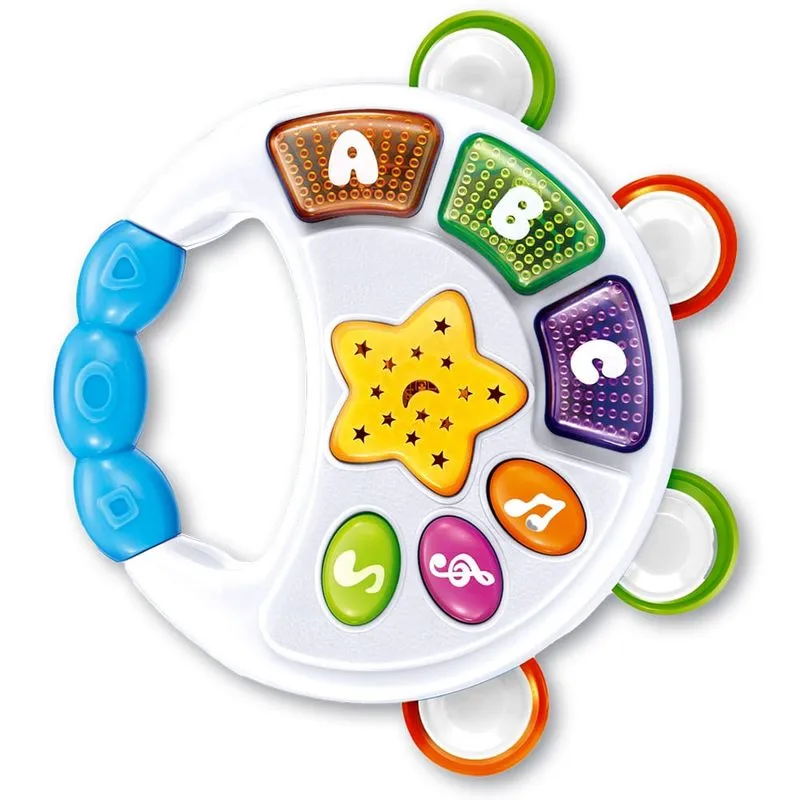 Pandeiro Infantil com Luz e Som Branco Multikids Primeira Infância - BR2095 BR2095