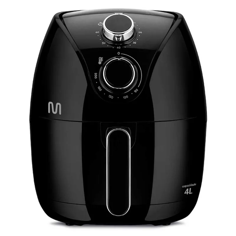 Fritadeira Eletrica Air Fryer Multilaser Black Go202 4L 1500W Preta 220V