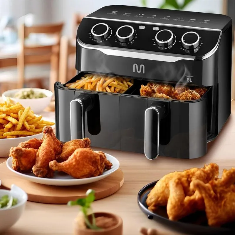 Air fryer multi 8l com 2 gavetas 1800w 127v preta - go233