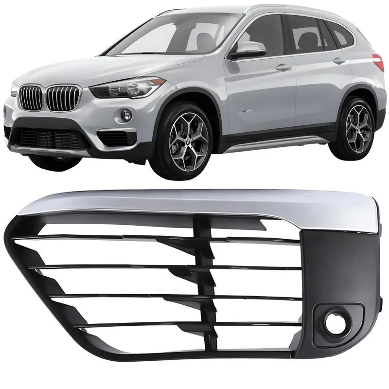 Grade Farol De Milha Bmw X1 2016-19 Com Furo Do Sensor -esq