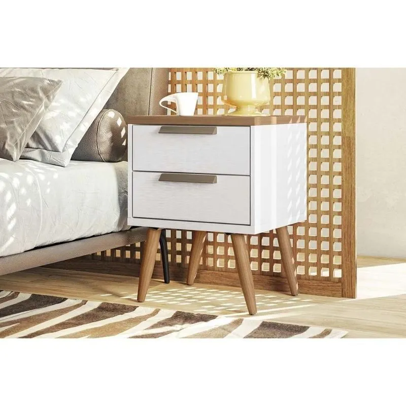 Mesa Cabeceira De New Conect C/ 2 Gavetas Branco/jatoba - Santos Andirá