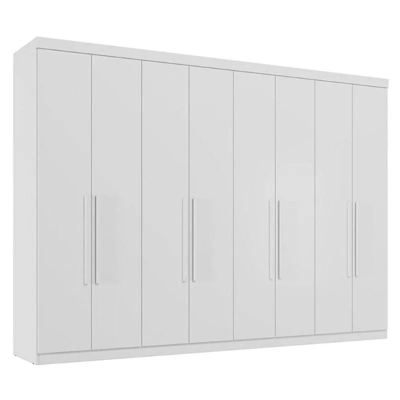 Guarda Roupa Casal 8 Portas 4 Gavetas Master New Branco Brilho - Santos Andirá - Santos Andirá