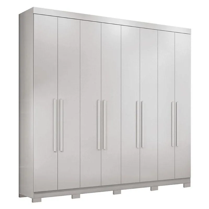 Guarda Roupa Casal 8 Portas 4 Gavetas Master New Branco Brilho Com Pés - Santos Andirá - Santos Andirá
