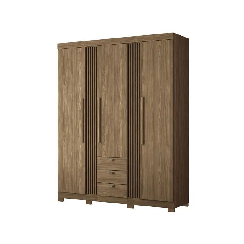 Guarda-roupa Casal 3 Portas 3 Gavetas Santos Andirá Aurora 3.3 MDP Castanho Fosco