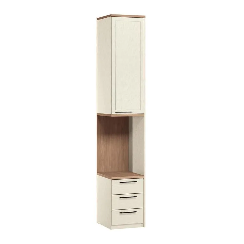 Armário Modulado Lateral Toledo 1 Porta 3 Gavetas 2 Prateleiras - Areia/Wood