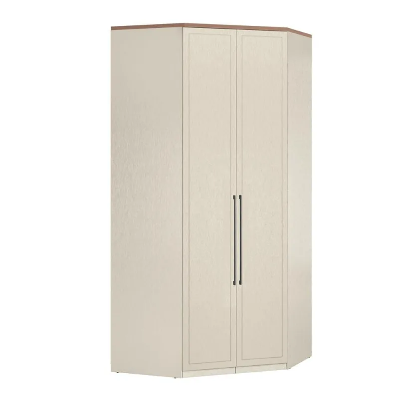 Armário Modulado Closet de Canto Toledo 2 Portas 3 Gavetas 5 Prateleiras Casal – Areia/Wood - Santos Andirá