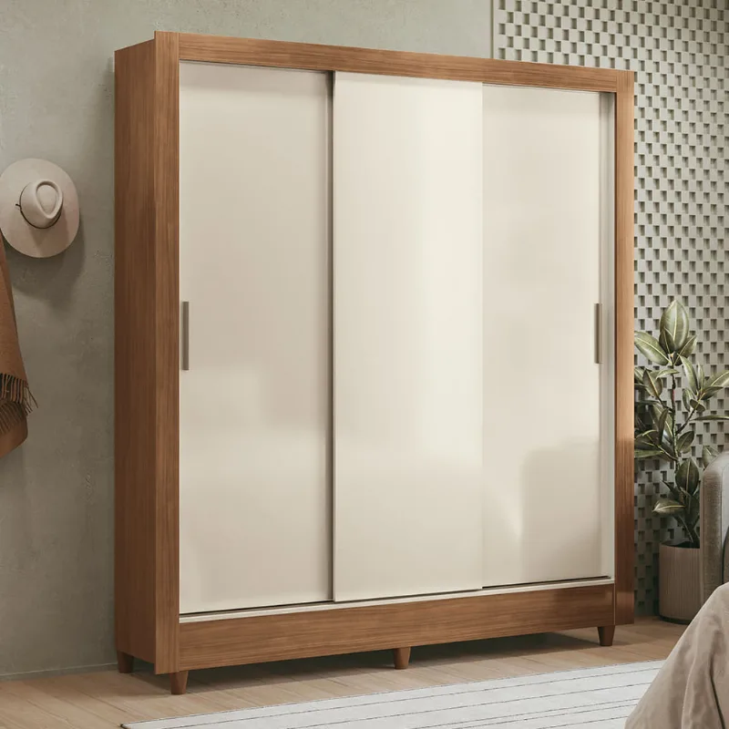 Ropero VIVA HOME Franca 03 Pts Correr C/Pies Color Jequitiba/Off