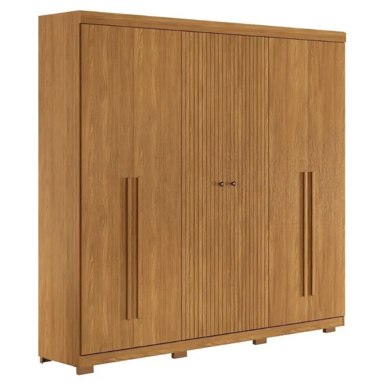 Guarda Roupa Casal Buriti 6 Portas de Bater 4 Gavetas MDF MDP Cinamomo Santos Andirá