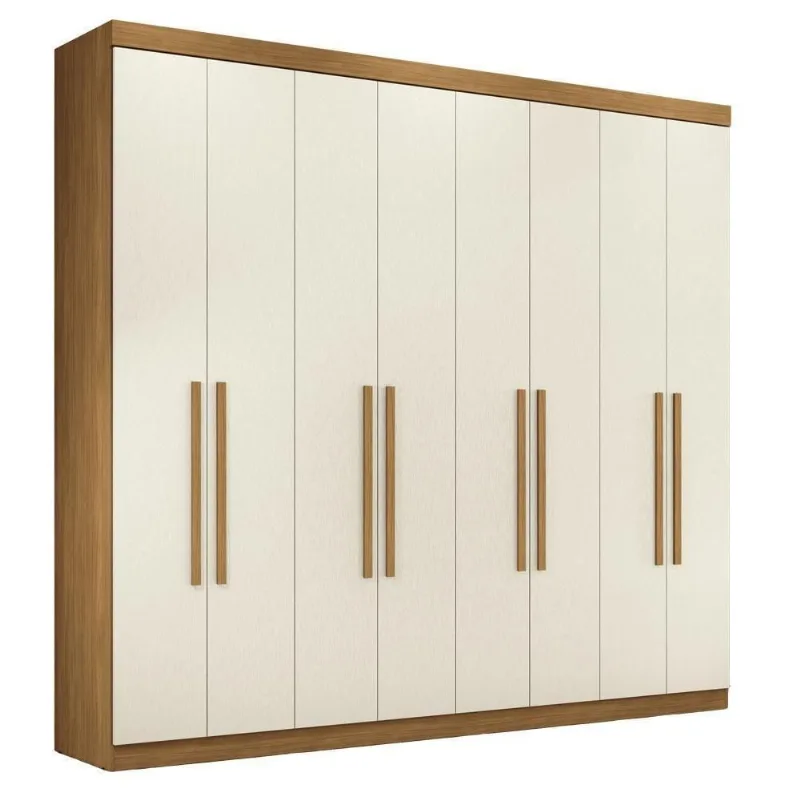 Guarda Roupa Casal Master New 8 Portas de Bater 4 Gavetas MDP Cinamomo Areia Santos Andirá 239CM