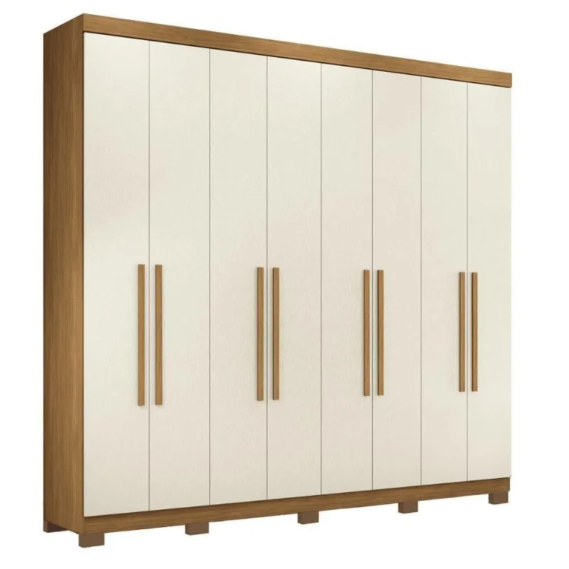 Guarda Roupa Casal Master New 8 Portas de Bater 4 Gavetas MDP Cinamomo Areia Santos Andirá 239CM