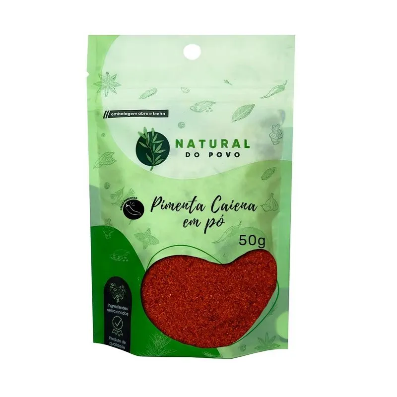 Pimenta Caiena Selecionada Em Pó Pouch Alta Qualidade 50g