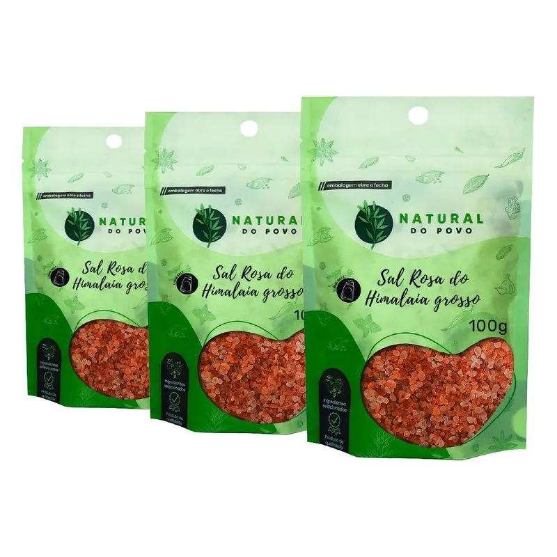 Sal Rosa Himalaia Grosso 100% Natural Pouch Kit 3 100g