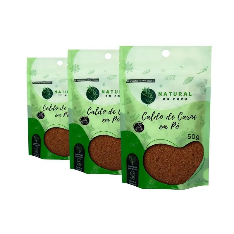 Caldo Carne Seca Gourmet Kit 3 100% Natural Pouch 50g