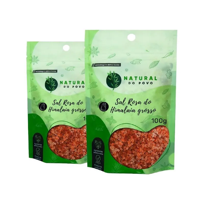 Sal Rosa Qualidade Premium Himalaia Grosso Kit 2 Pouch 100g