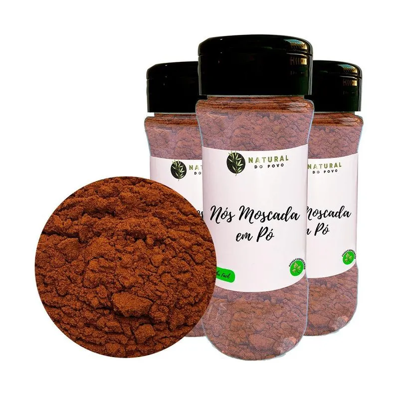 Noz Moscada Em Pó Kit 3 Alta Qualidade Pote Com Dosador 70g