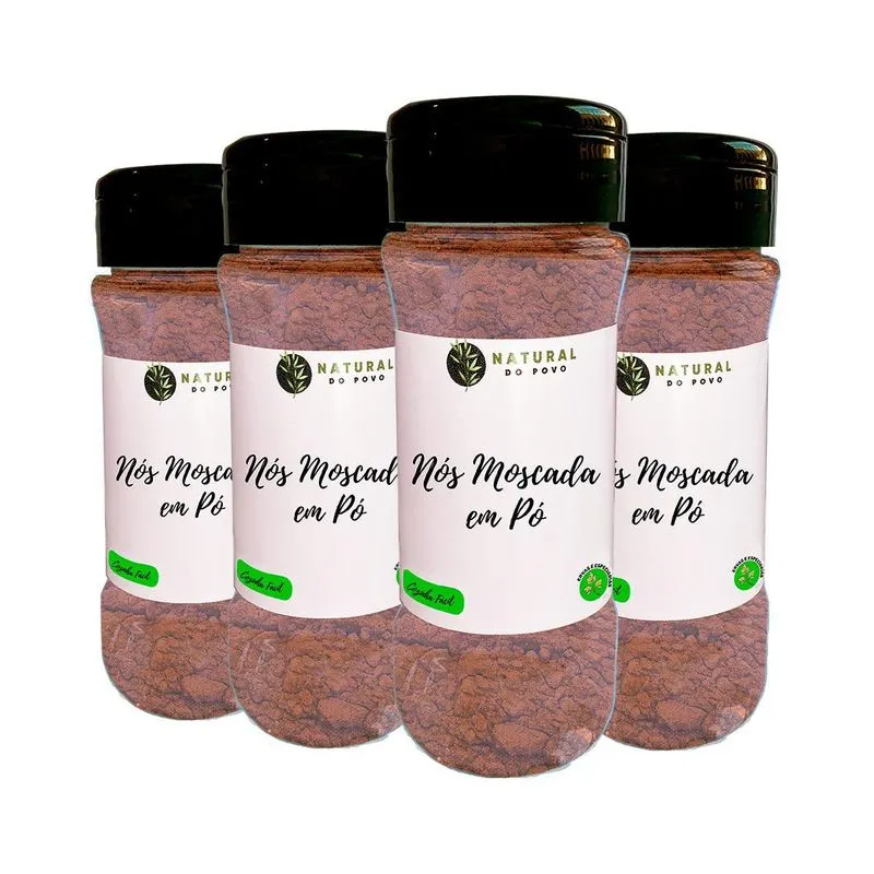 Noz Moscada Em Pó Alta Qualidade Kit 4 Pote Com Dosador 70g