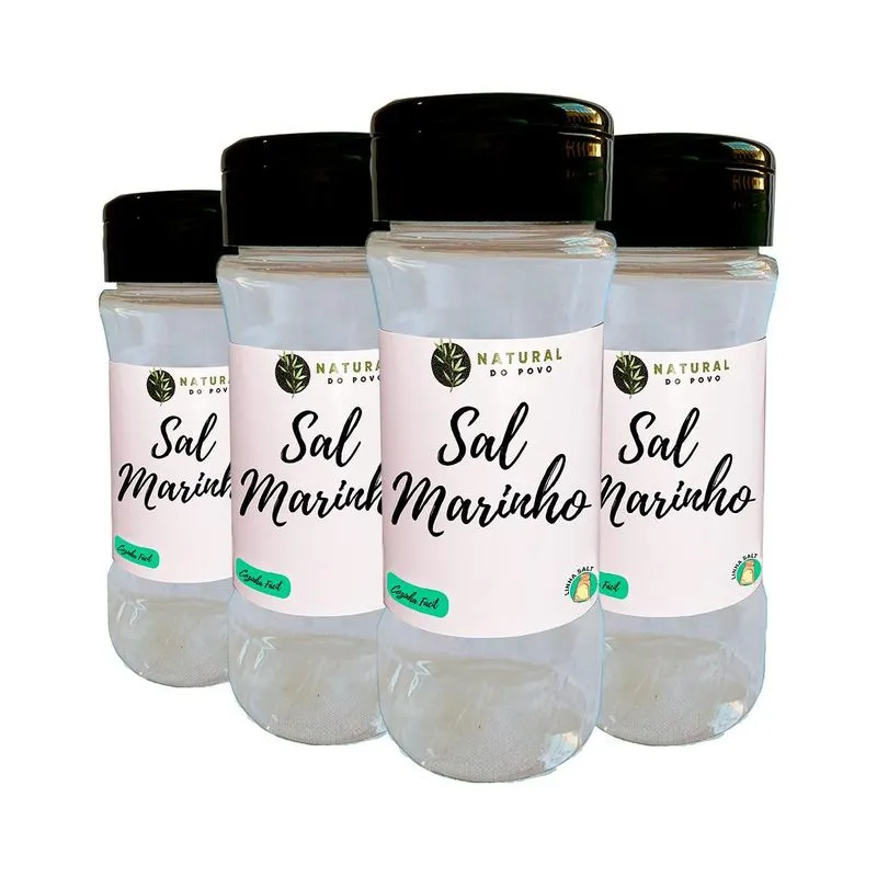 Sal Marinho Qualidade Premium Kit 4 Pote Com Dosador 100g