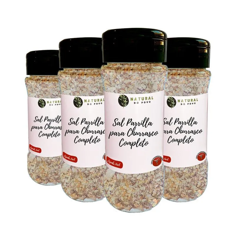 Sal Parrilla Churrasco Kit 4 Completo Pote Com Dosador 100g