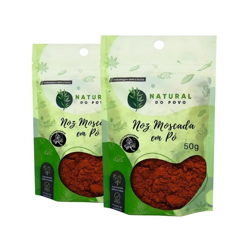 Noz Moscada Em Pó 100% Orgânica Kit 2 Superior Pouch 50g