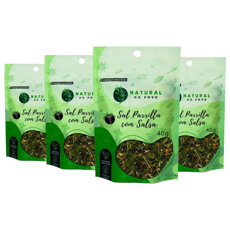 Sal Parrilla Com Salsa Tempero 100% Orgânico Kit 4 Pouch 40g