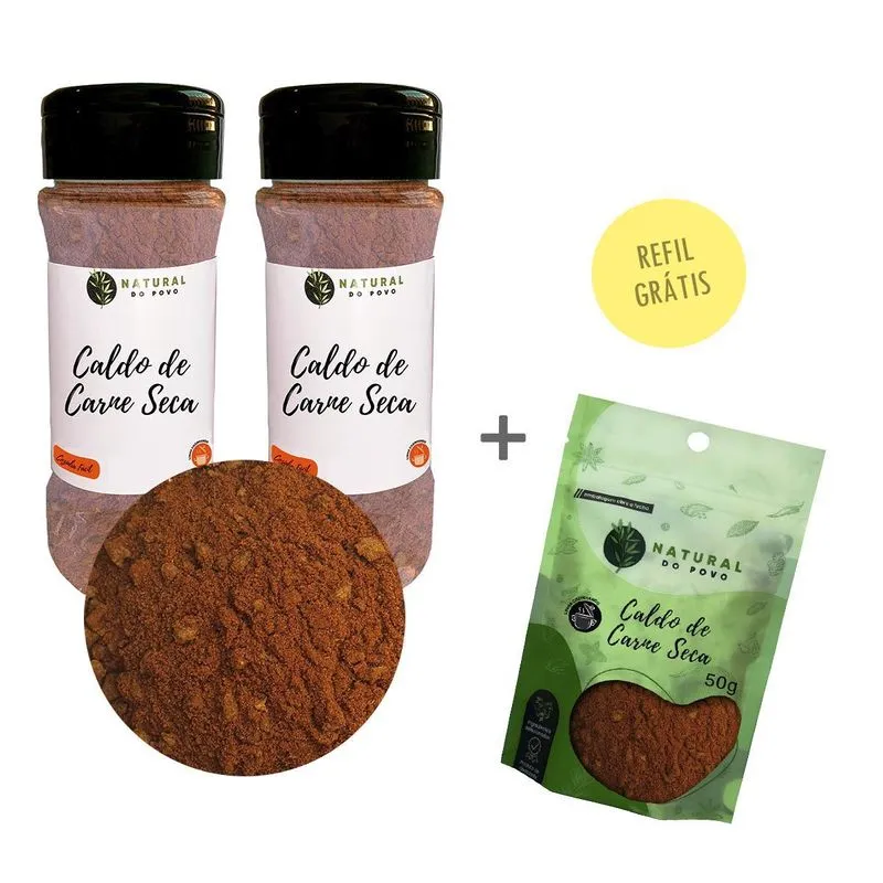 Caldo Carne Seca Kit 2 Premium Pote Com Dosador + Refil 80g