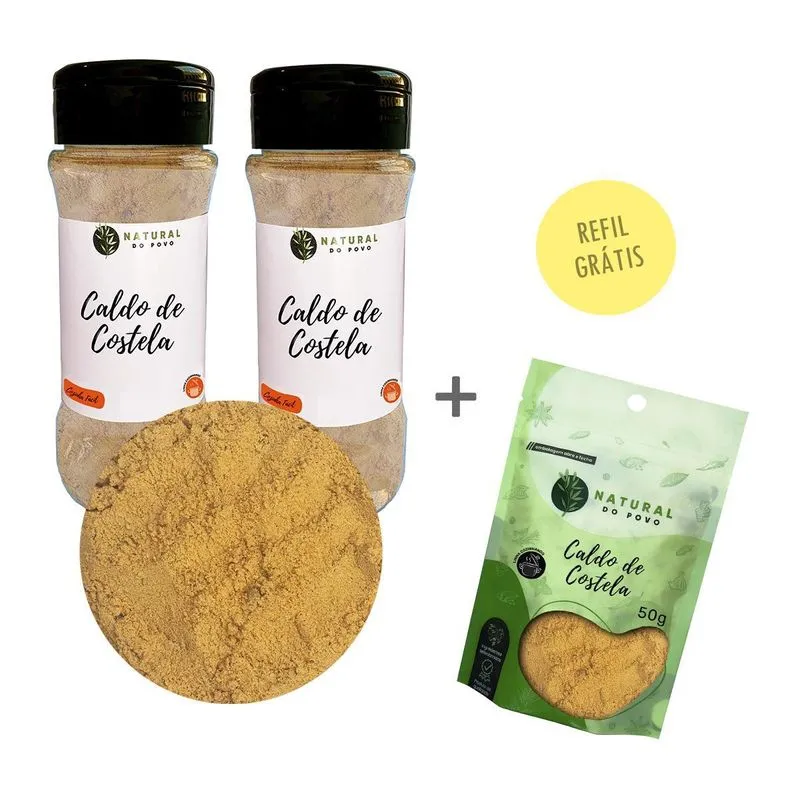 Caldo De Costela Kit 2 Premium Pote Com Dosador + Refil 80g