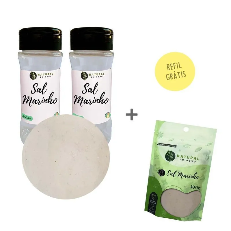 Sal Marinho Kit 2 100% Natural Pote Com Dosador + Refil 100g