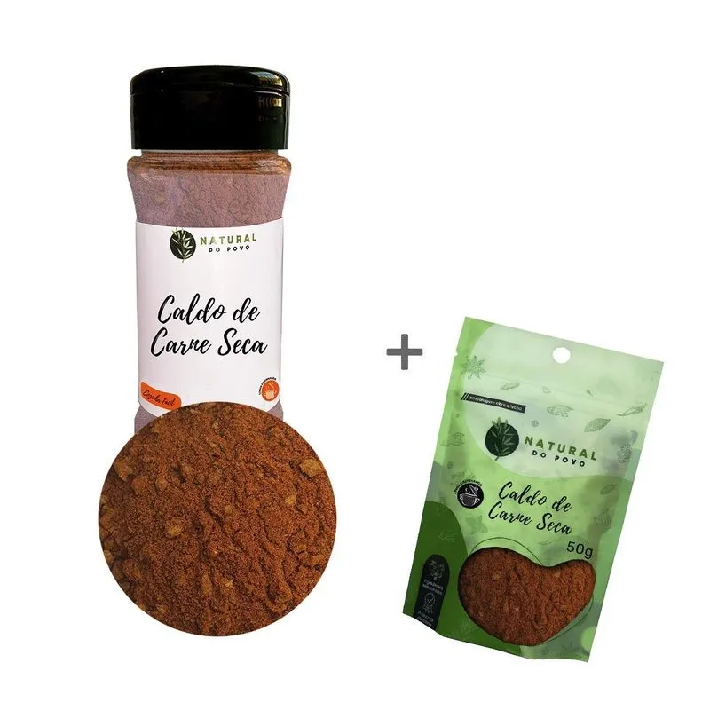 Caldo Carne Seca Kit 2 Superior Pote Com Dosador + Refil 80g