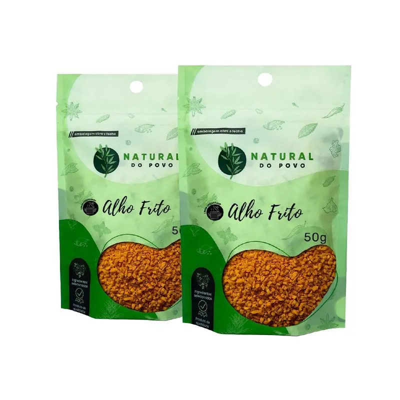Alho 100% Natural Frito Kit 2 Alta Qualidade Pouch 50g