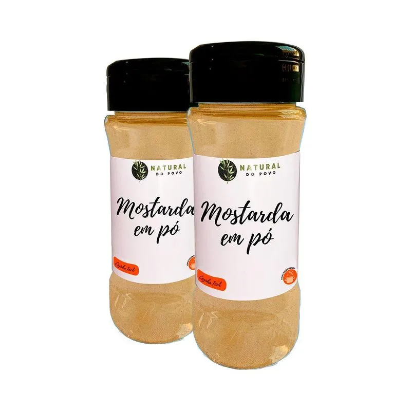 Mostarda Em Pó Alta Qualidade Kit 2 Pote Com Dosador 50g