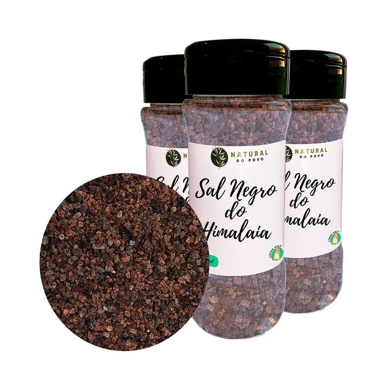 Sal Negro Himalaia Grosso Kit 3 Pote Com Dosador 100g