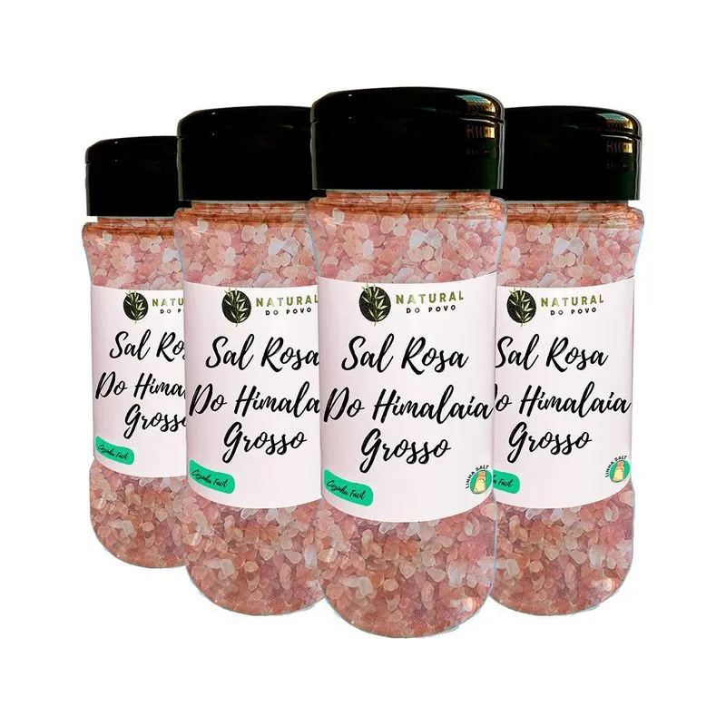 Sal Rosa Superior Himalaia Grosso Kit 4 Pote Com Dosador 50g