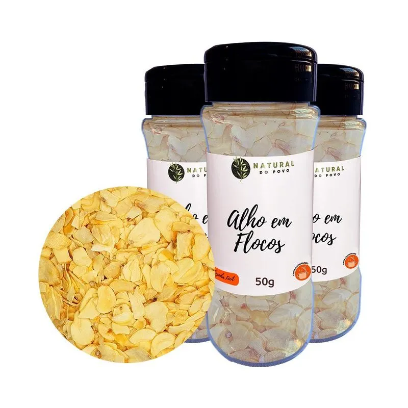Tempero Selecionado Alho Em Flocos Kit 3 Pote Dosador 40g