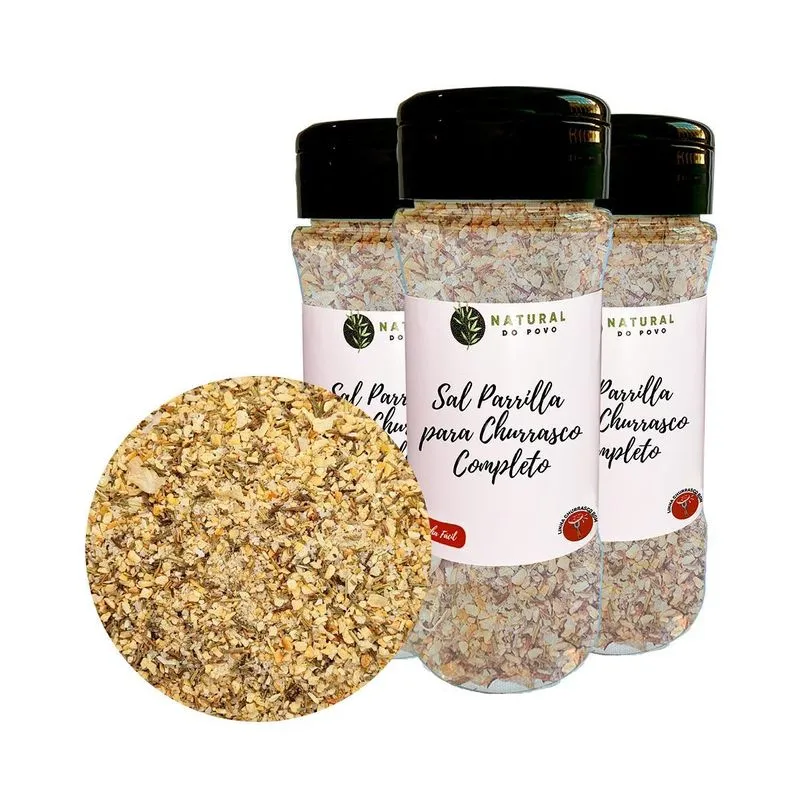 Sal Parrilla Churrasco Completo Kit 3 Pote Com Dosador 100g
