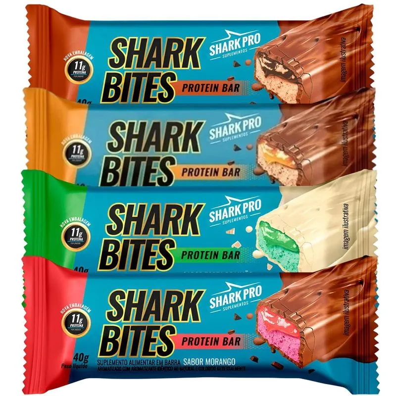 Kit Barra De Proteína Shark Pro - Energia E Sabor Intenso
